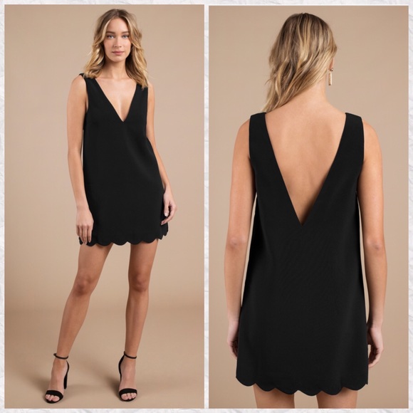deep v neck shift dress